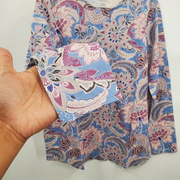 Pure Jill Long Sleeve Shirttail Tee Women Size Small NWT Pima Cotton Crew Neck - Picture 5 of 14